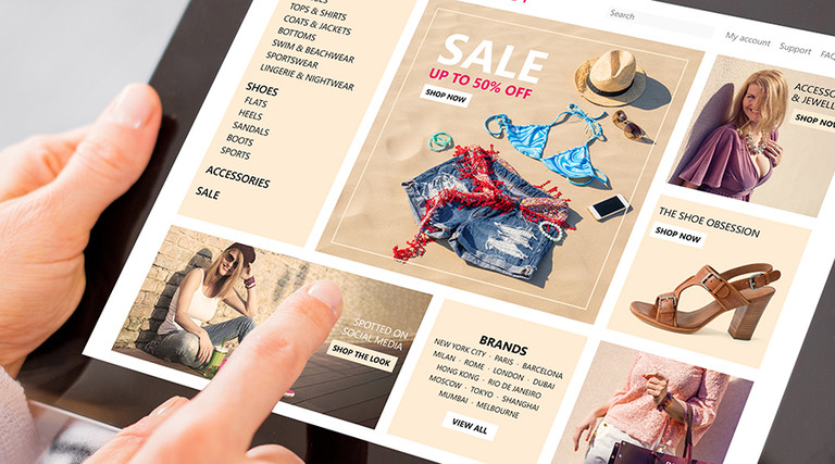 Woman shops online, via a well-designed retail app