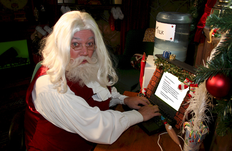 Santa using the computer