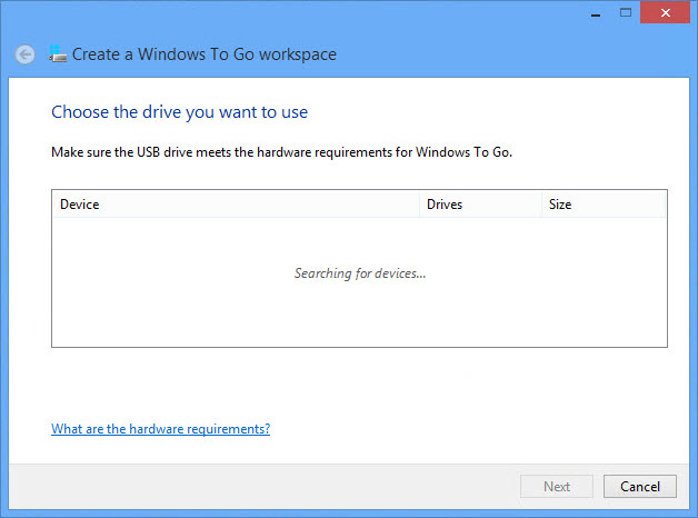 Windows to Go workspace
