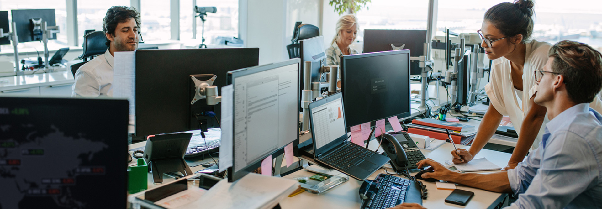 bank employees in an office 