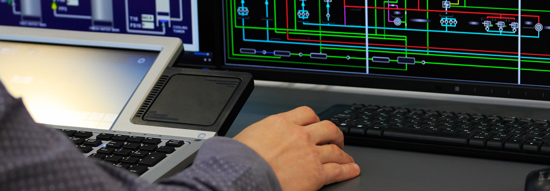 Man using SCADA system