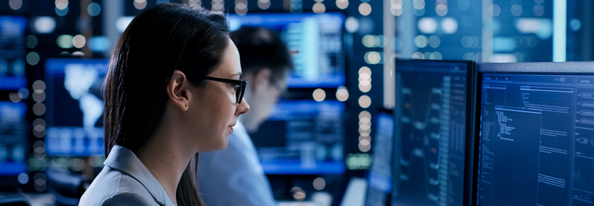 Woman working in cybersecurity 