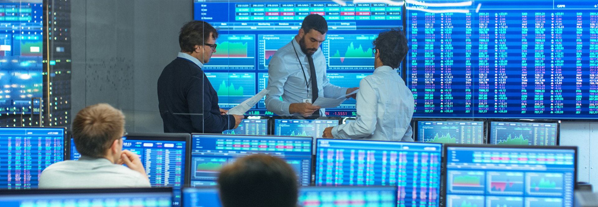 Stock traders at a capital markets firm 