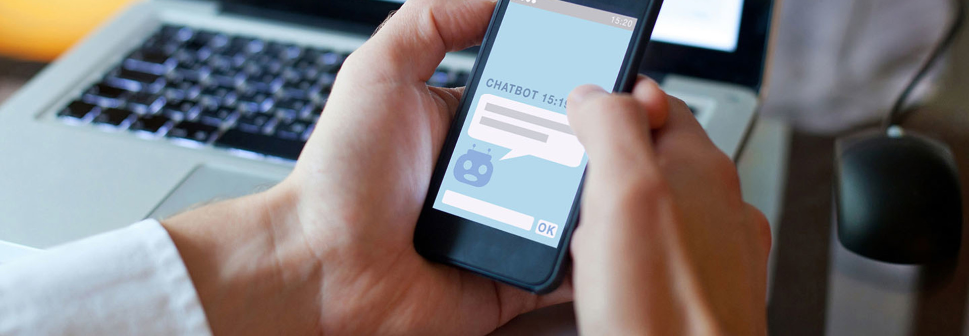 chatbot concept, chat robot answering questions of users online on website