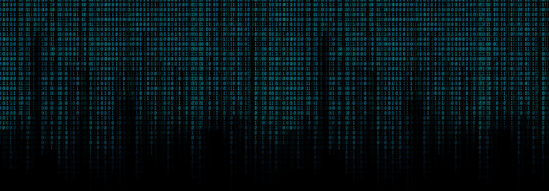 glowing blue binary code matrix background wide banner