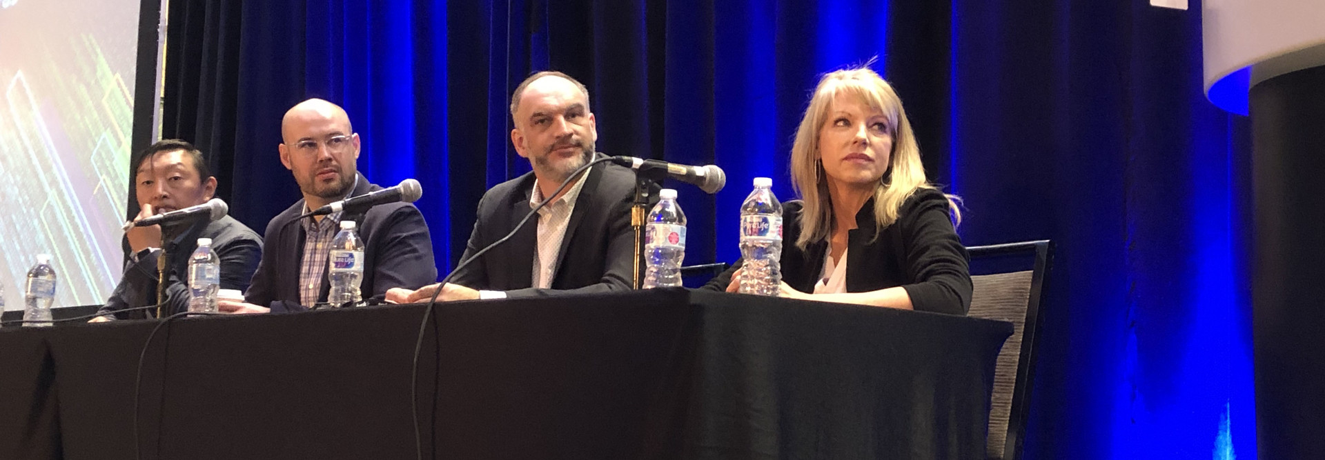 Paul Kay, senior VP and global CISO at EchoStar; Michael Coates, CEO of Altitude Networks; Richard Mason, president and CSO of Critical Infrastructure; and Nancy Phillips, CISO of Centura Health