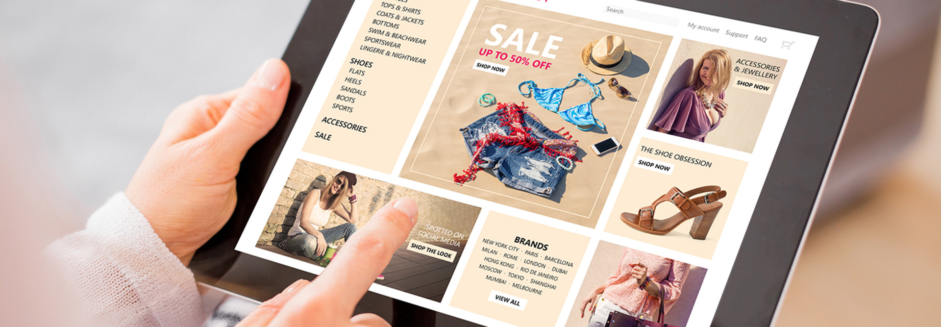Woman shops online, via a well-designed retail app