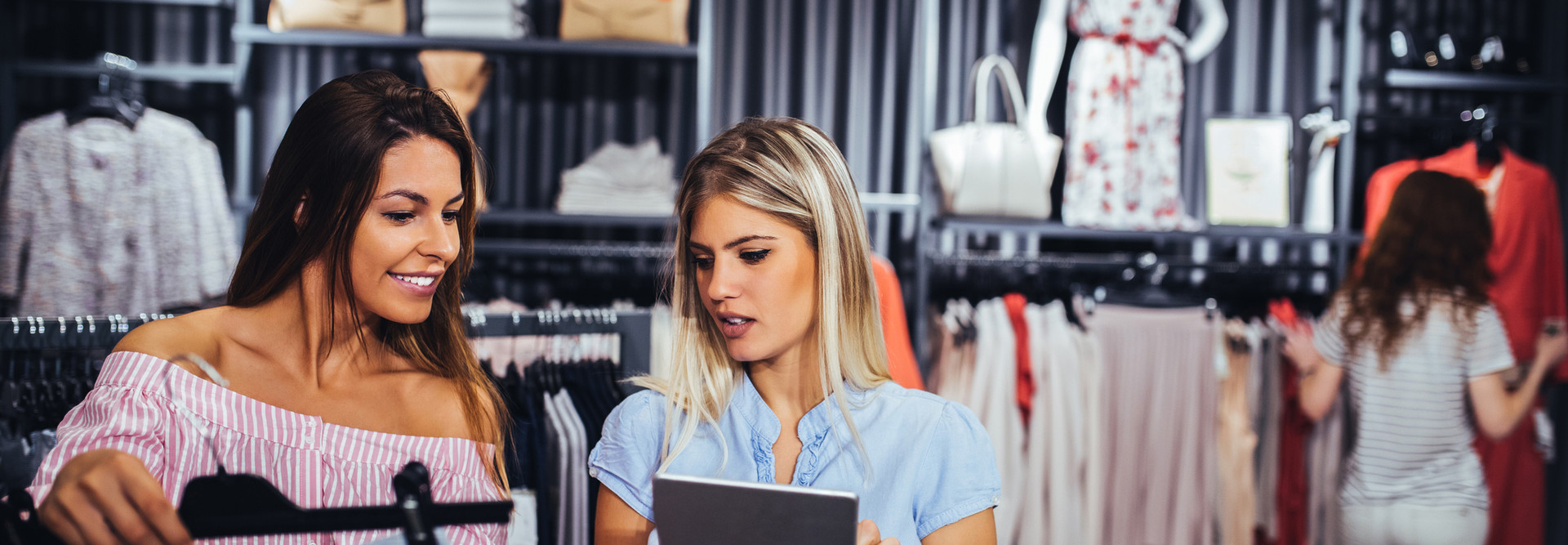 Women shopping with tablet