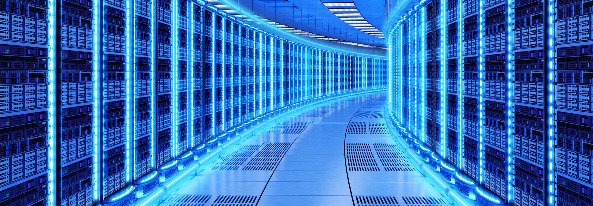 data center on blue background