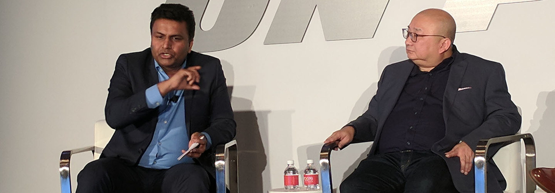 From left: Subbu Iyer, CMO, Riverbed and Mick Tan, CIO, Beacon Lighting speak at NRF 2019.