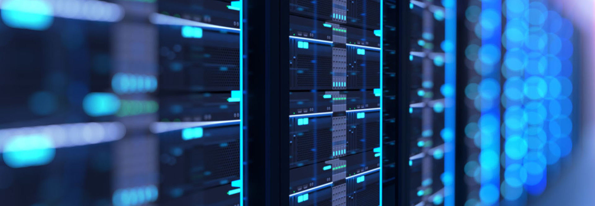 Corridor of server room with server racks in datacenter.