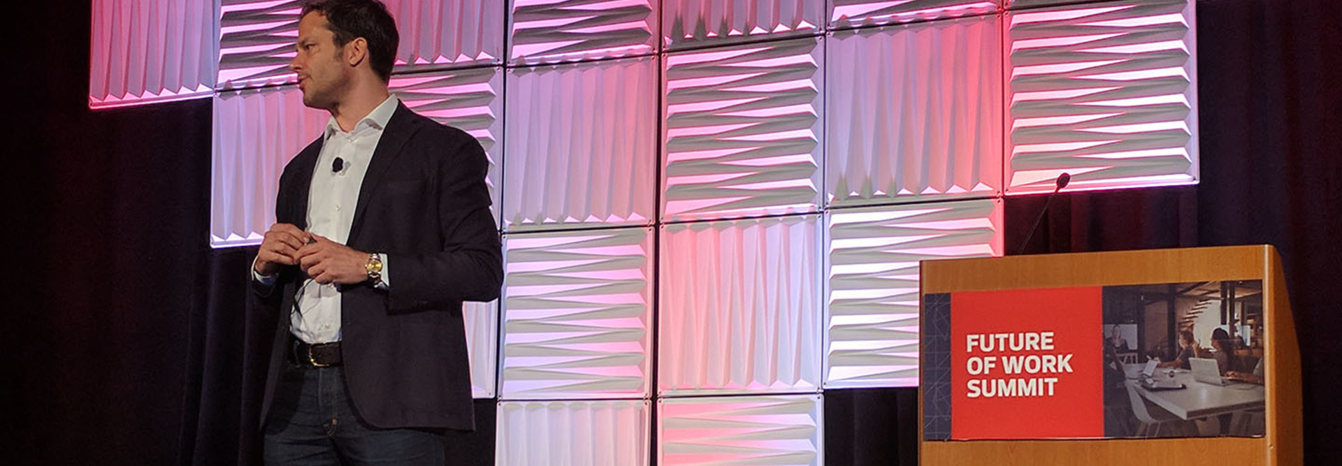 Ryan Estis, business performance expert, speaking at CDW’s Future of Work SummIT in Atlanta.