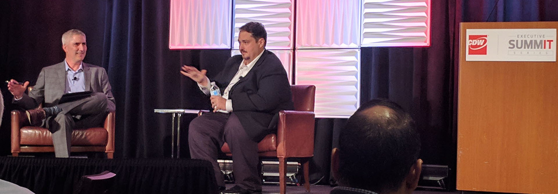 From left: Adam Dennison, Publisher, CIO; SVP/General Manager, IDG Events and Jason James, CIO at Optima Healthcare Solutions at CDW's Future of Work SummIT.