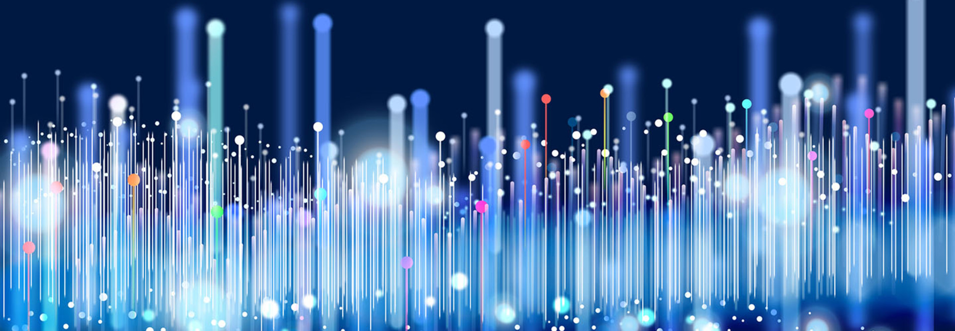 Network Big Data Transfer concept. Blue and colored lines.