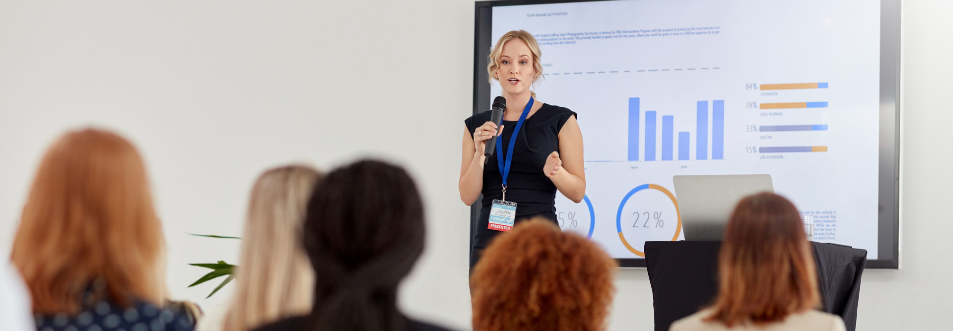 Woman gives presentation