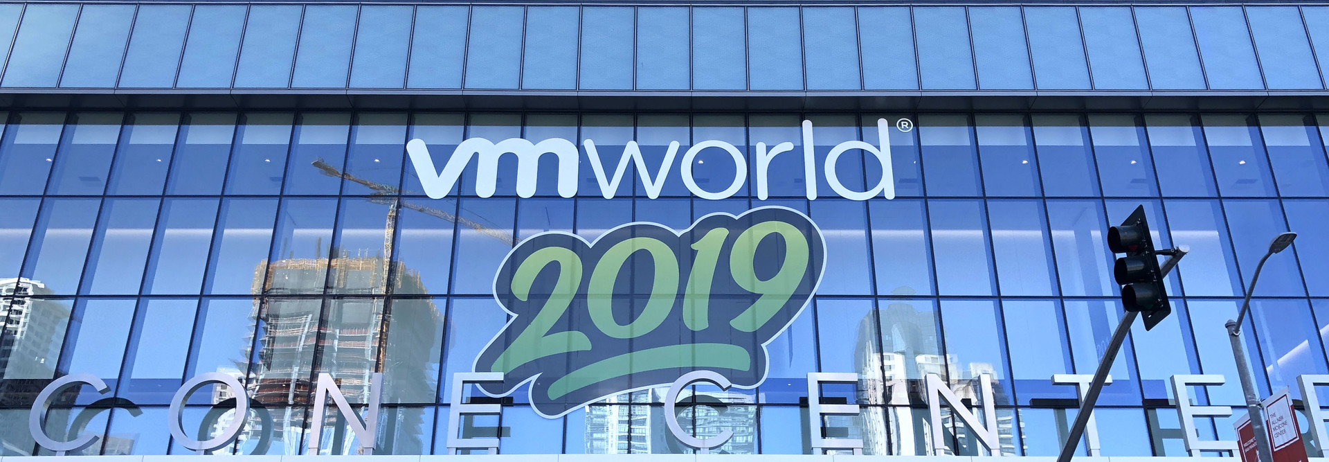 VMworld 2019 logo on building