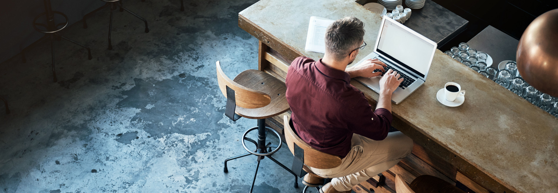 Man working in coffee shop