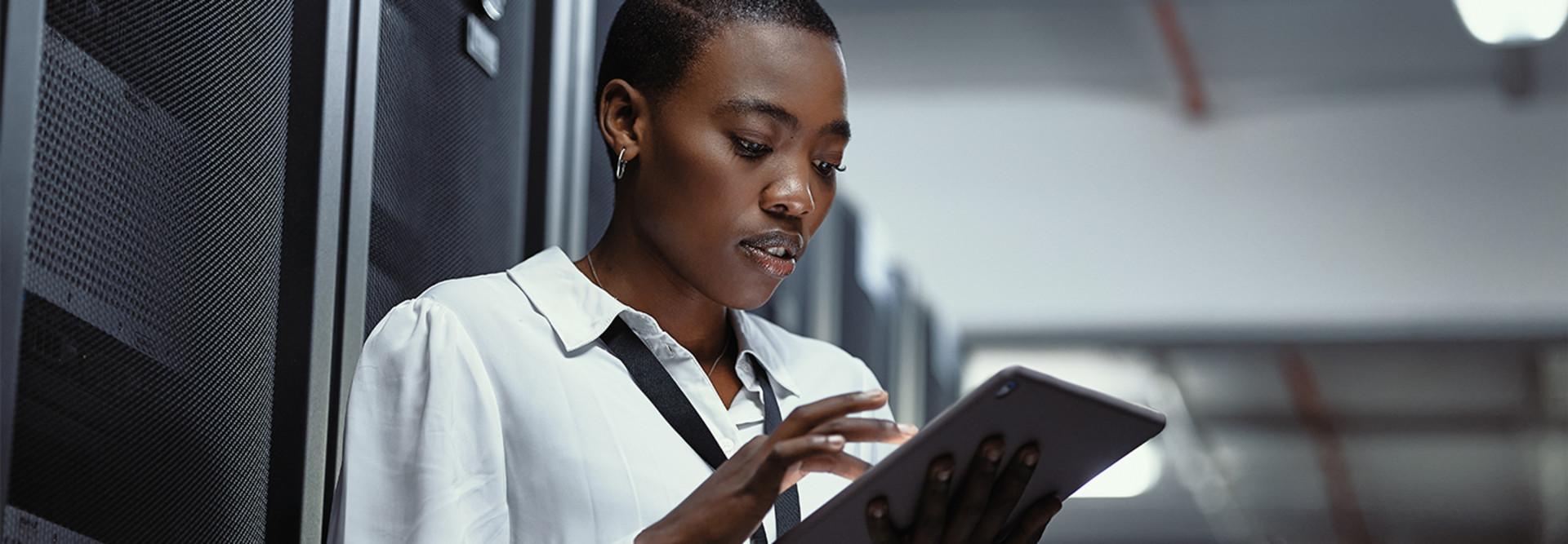 Woman in front of servers