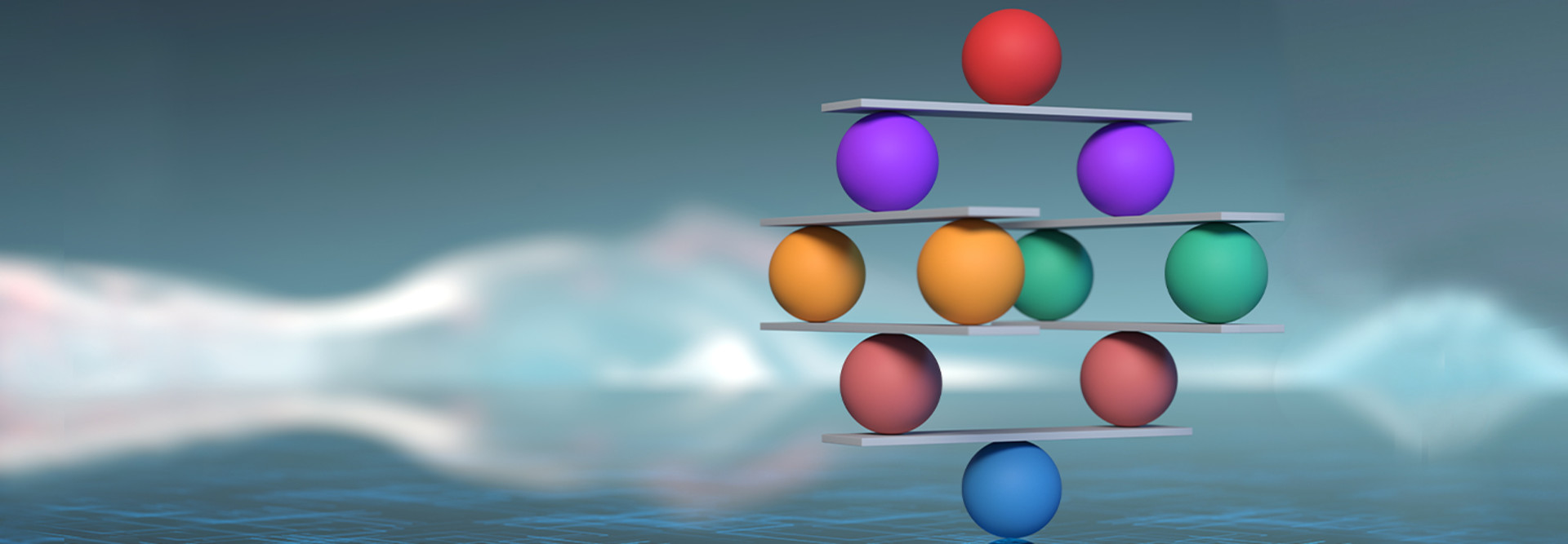color balls balancing in the sky
