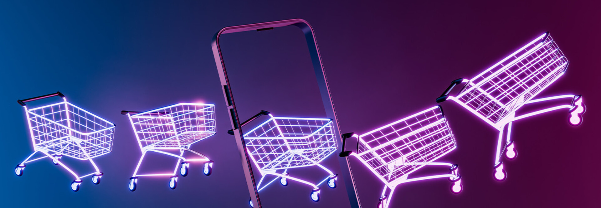 abstract image of a phone and shopping cards to illustrate unified commerce