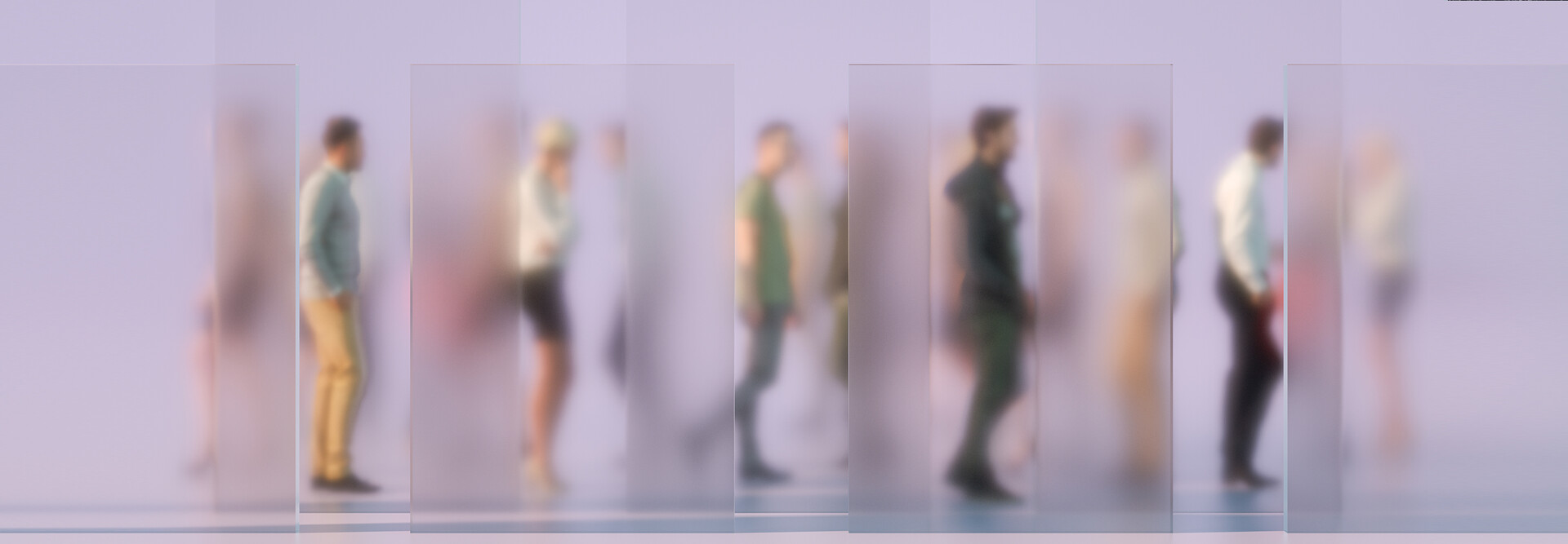 Abstract image of individuals walking 