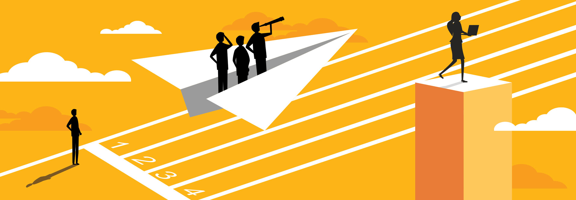 Abstract illustration of people getting close to the finish line