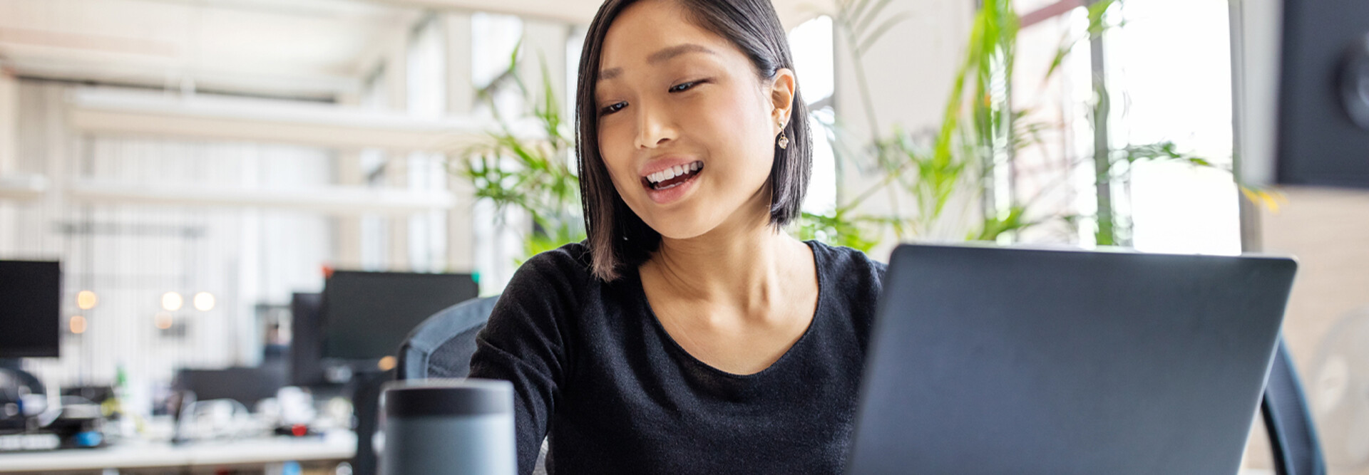 Person using an AI assistant in the office