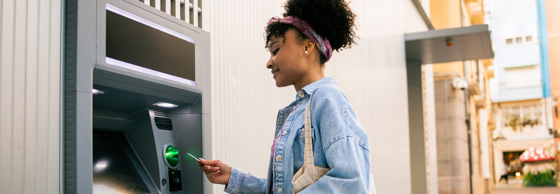 Person using an ATM
