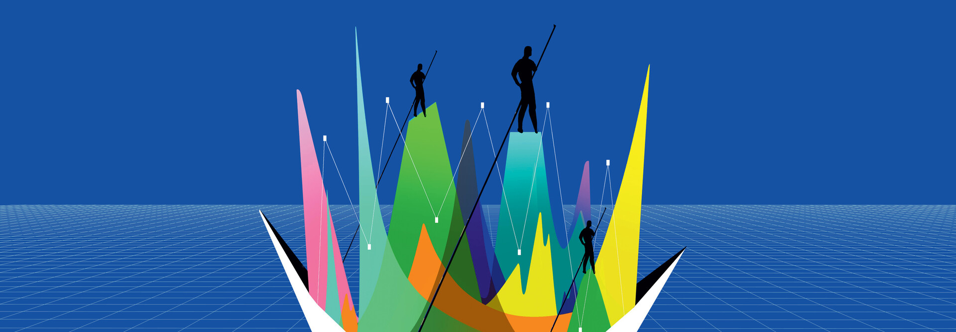 Abstract of data points as sailboats