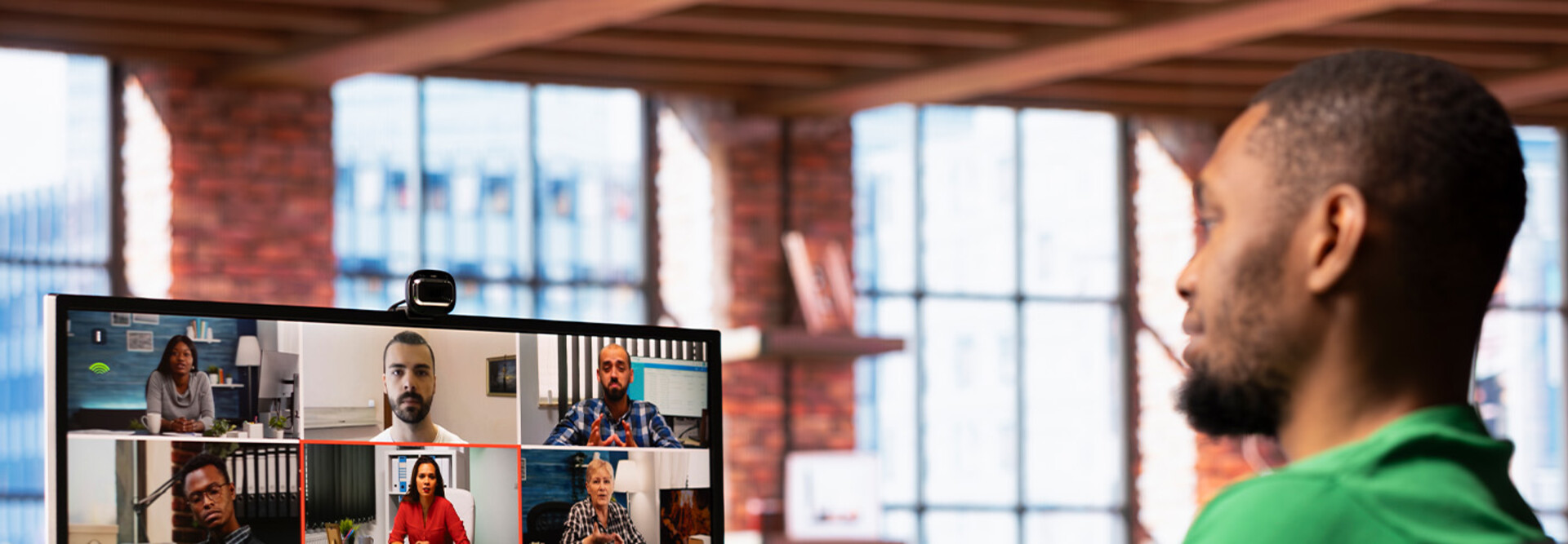 Person taking meeting remotely