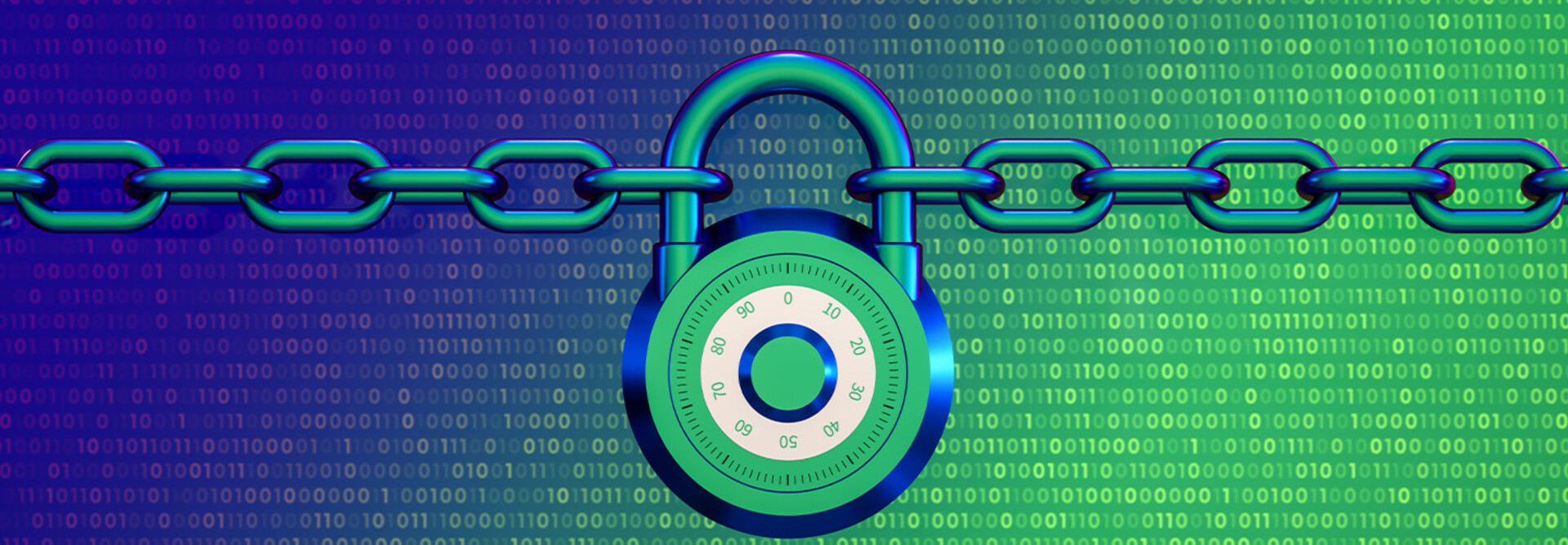 Image of a security lock against a blue-green background