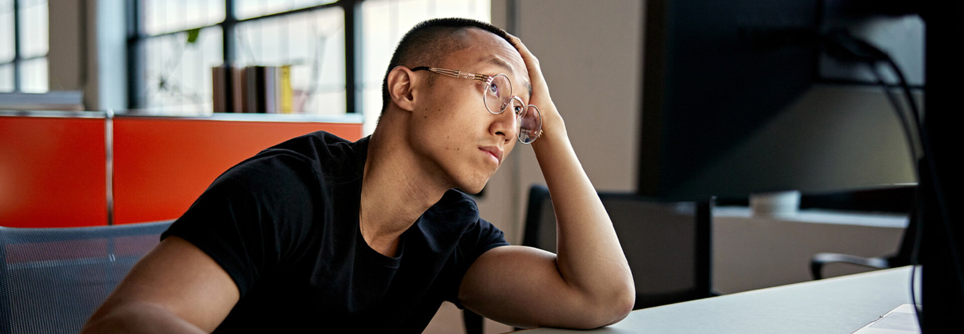 Person overworked in the office