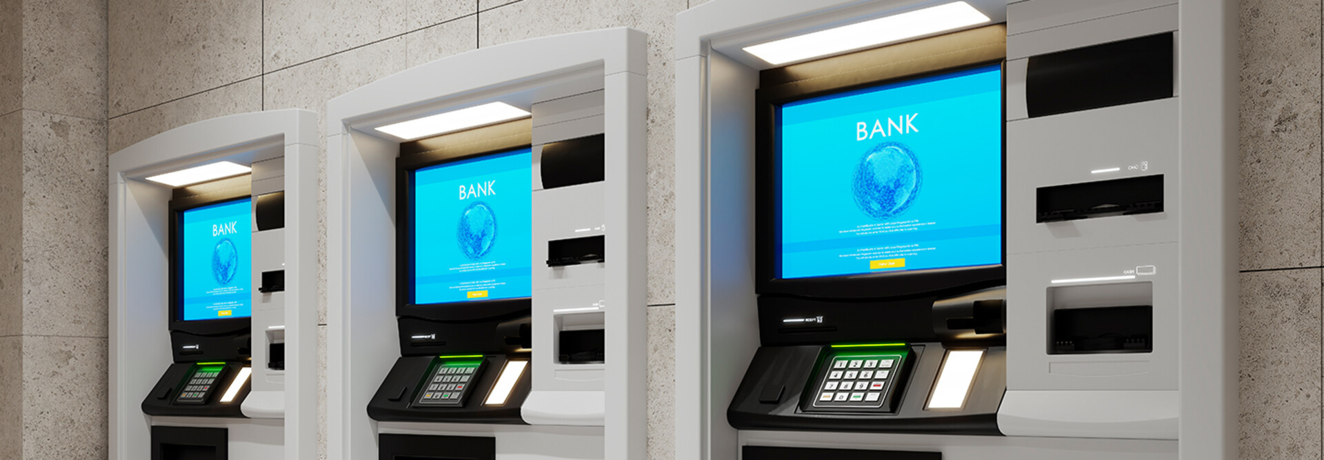 Close-up of ATM machines