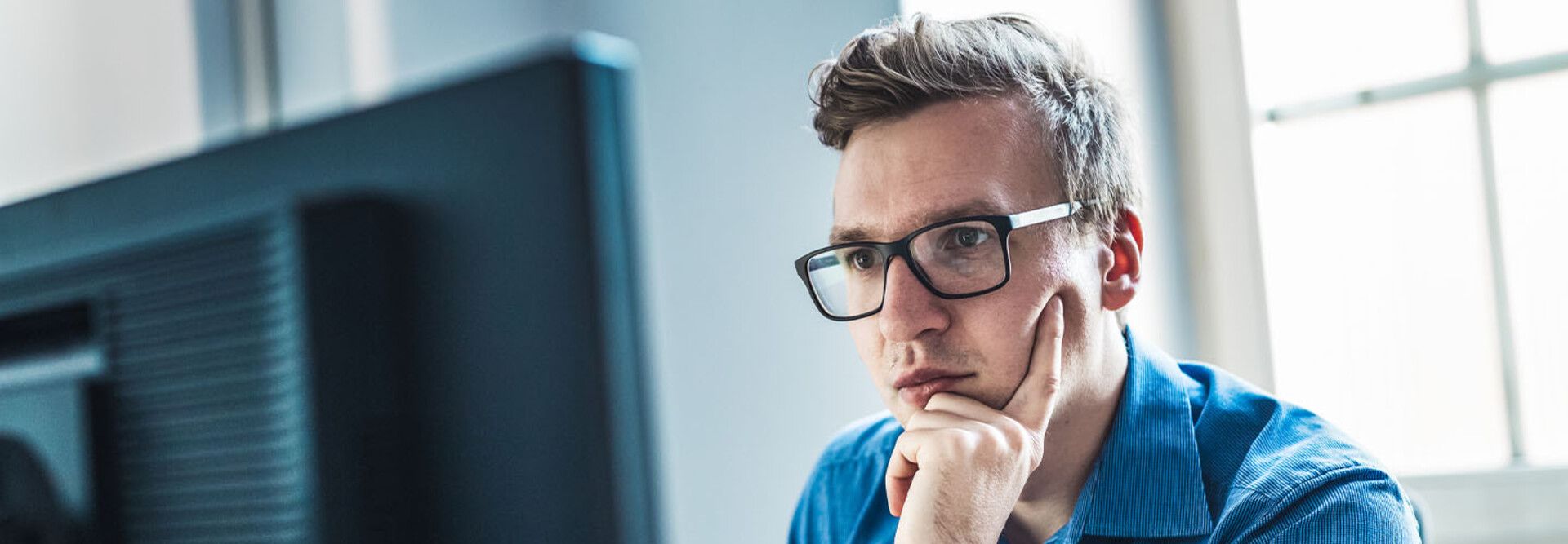Person using computer in the office