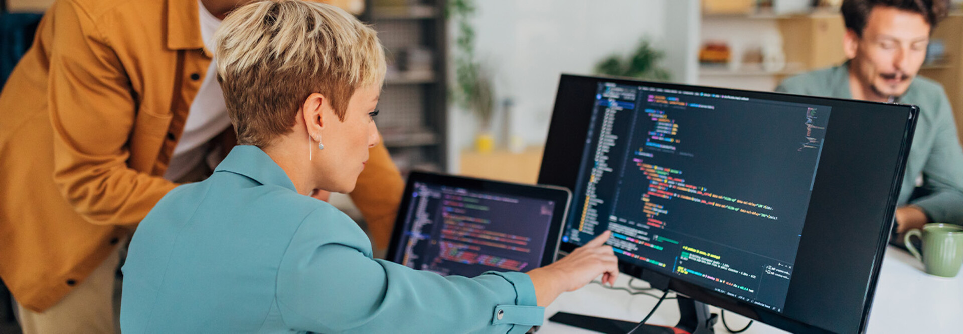 Person reviewing code 