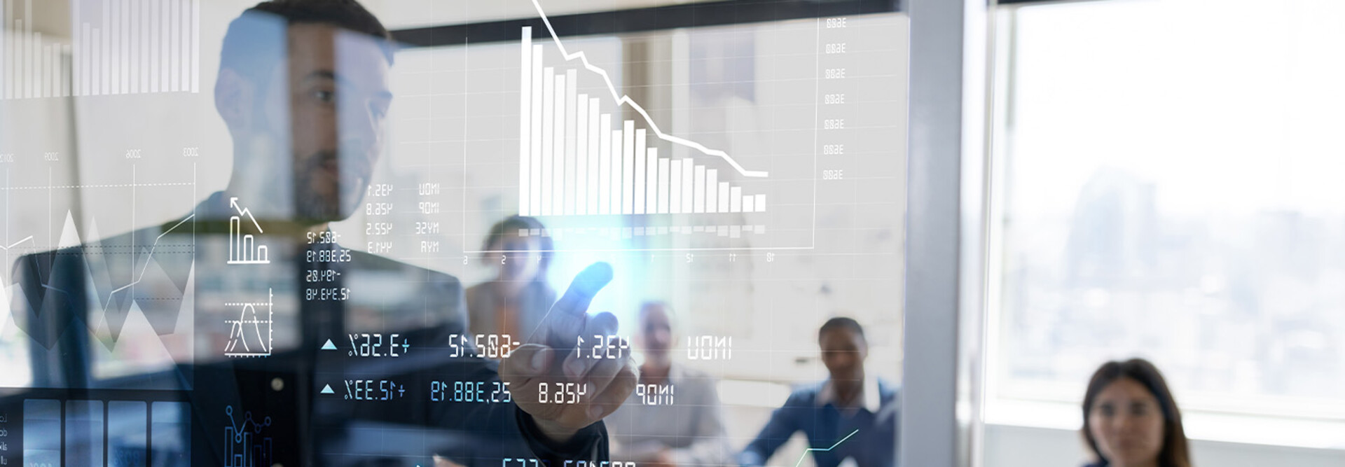 Person reviewing data in the meeting