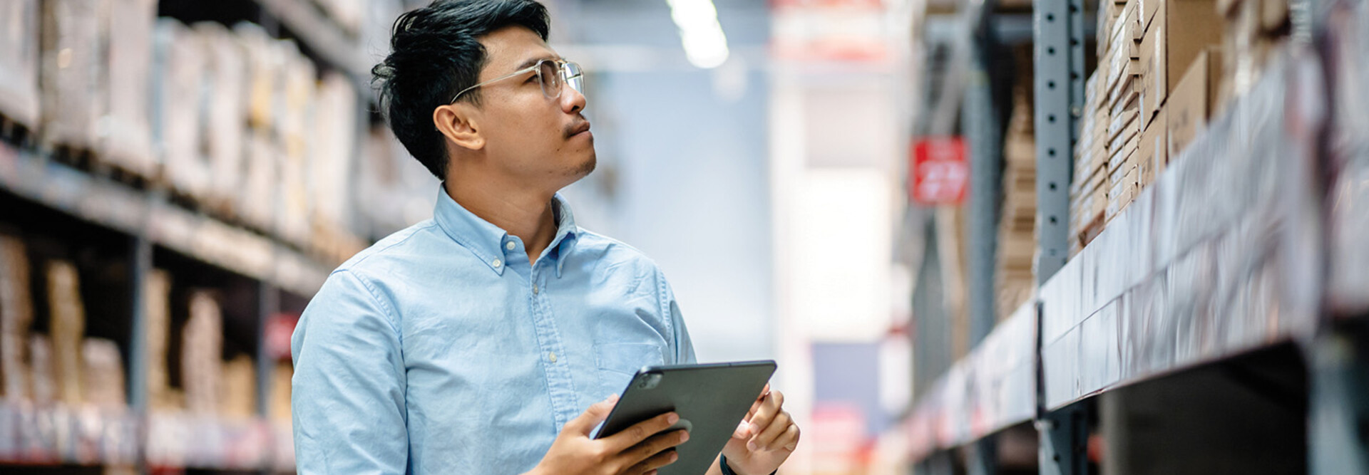 Business leader checking inventory 