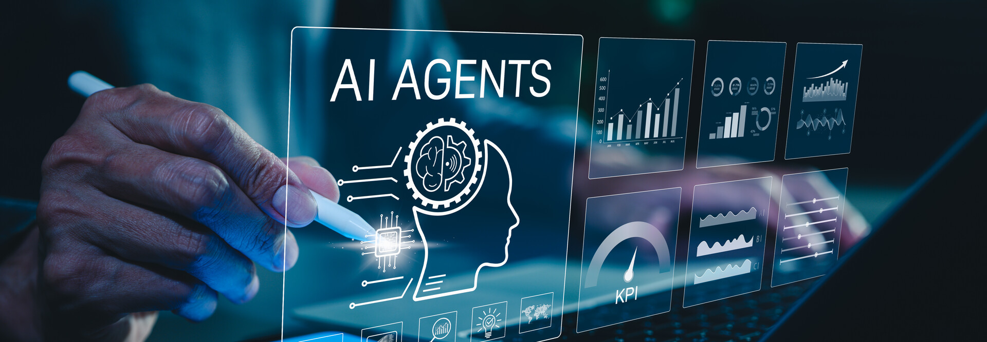 Person interacts with AI agent technology