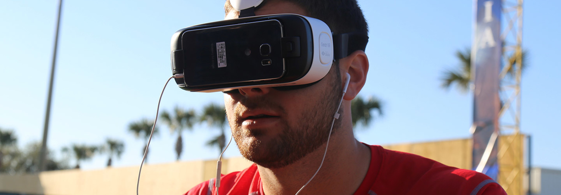 man wearing VR goggles