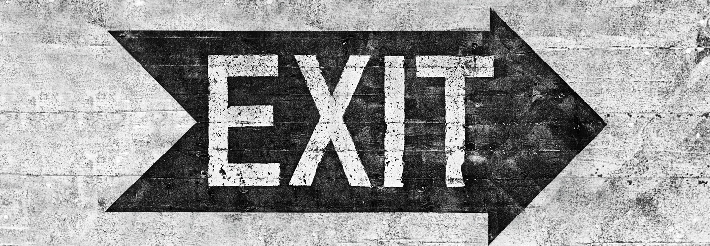 Black and white exit sign