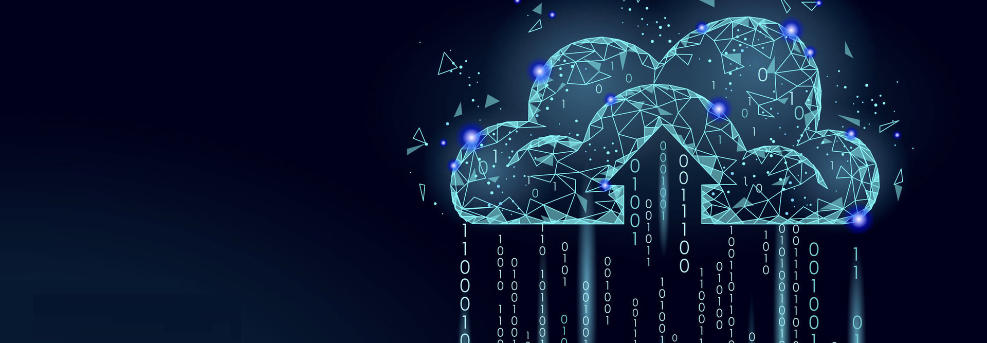Cloud computing online storage low poly. Polygonal future modern internet business technology. Blue glowing global data information exchange