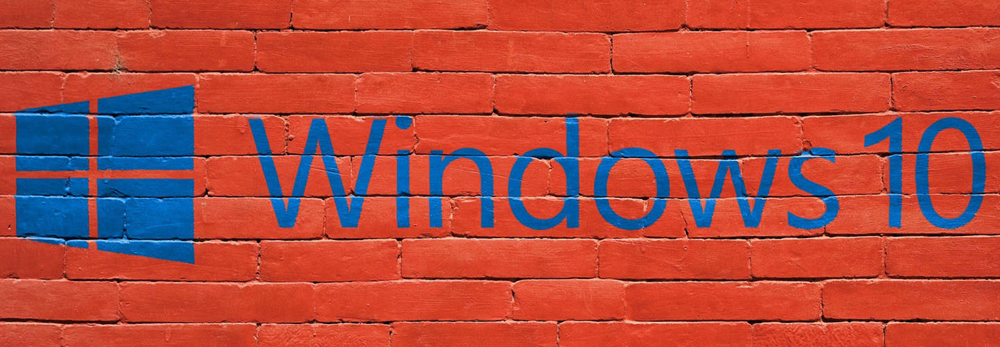 Windows 10 logo on brick wall