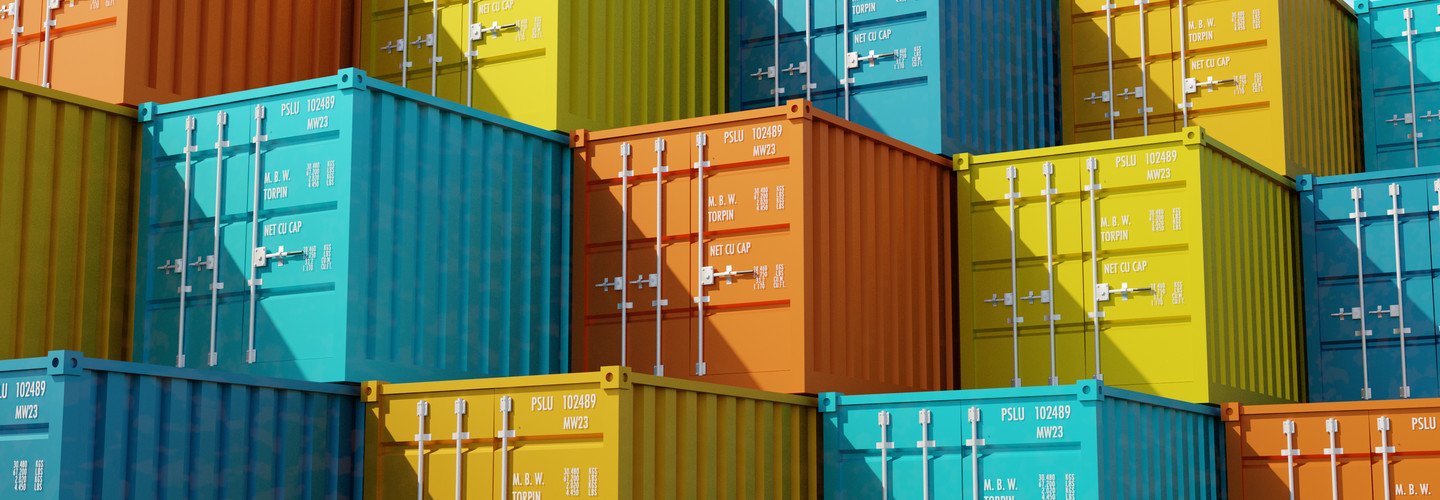 Multi-colored shipping containers