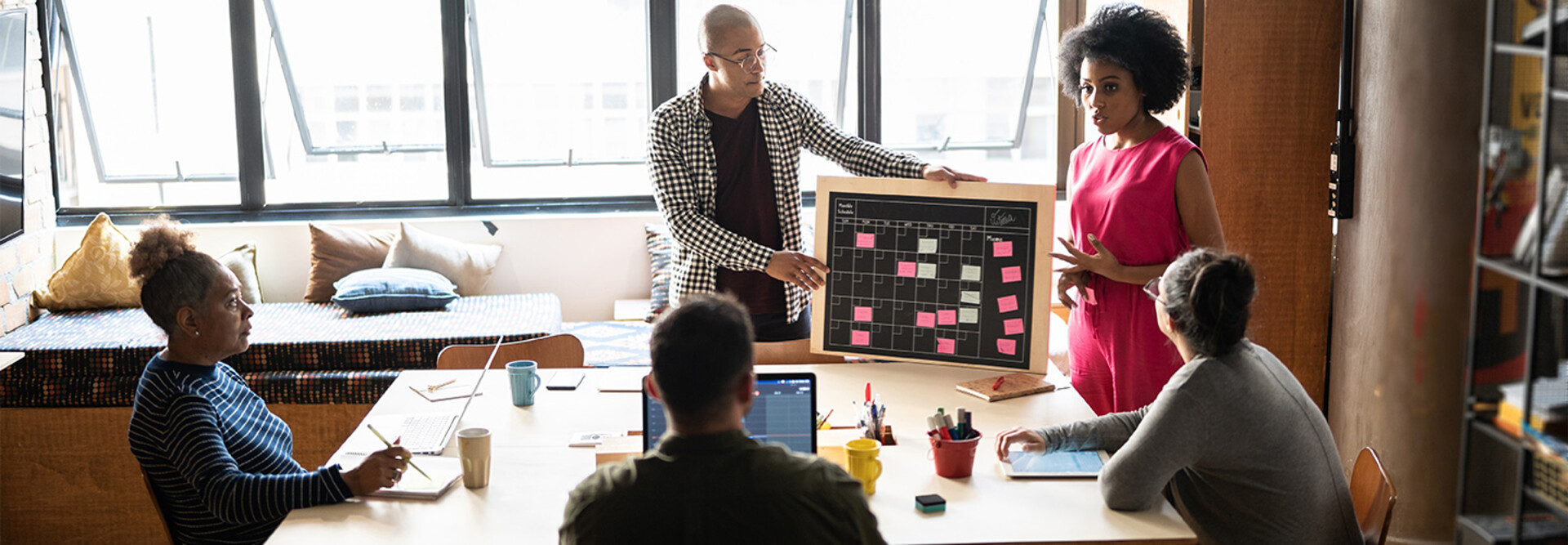 Coworkers collaborating in a meeting