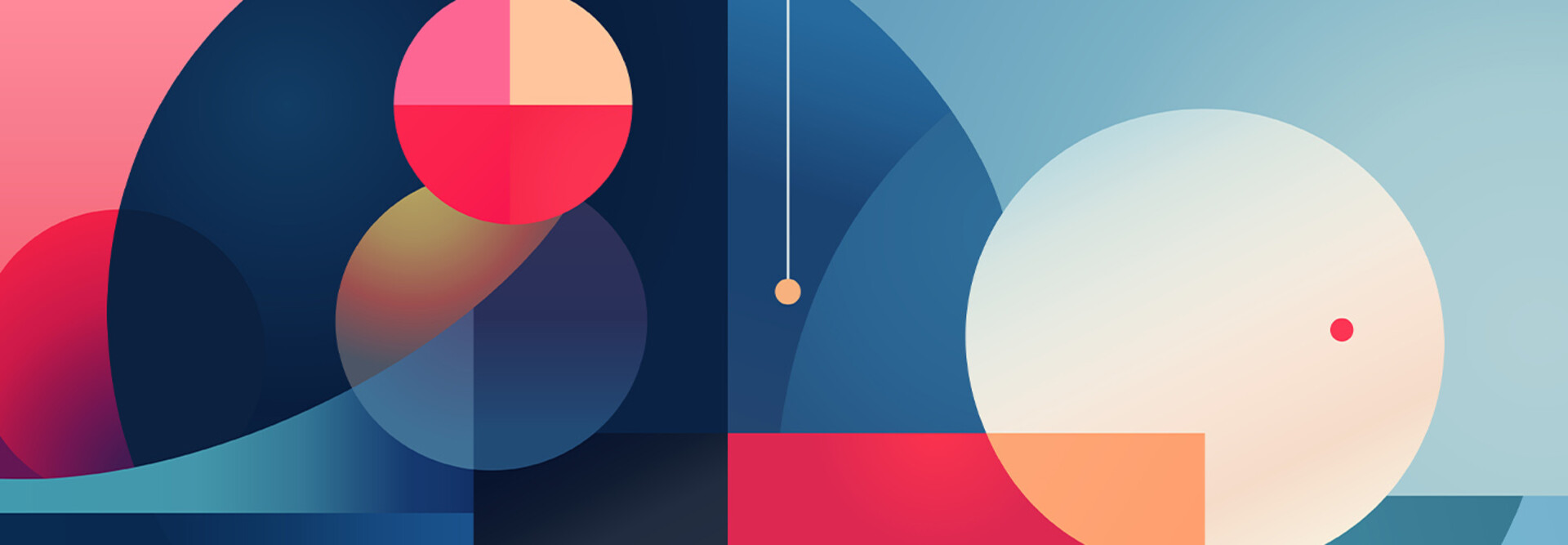 Background with various flat circles on geometric background