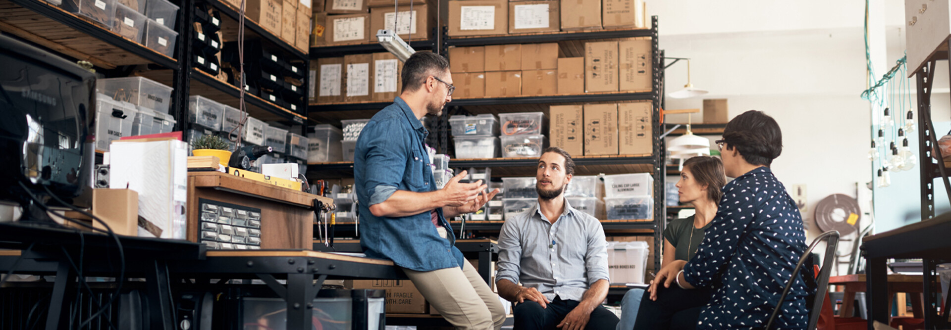 Group of colleagues having a discussion