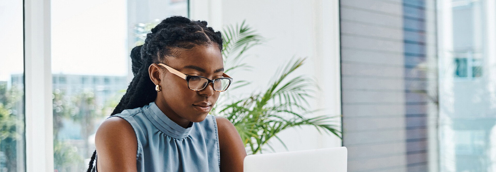 Person using computer in small business