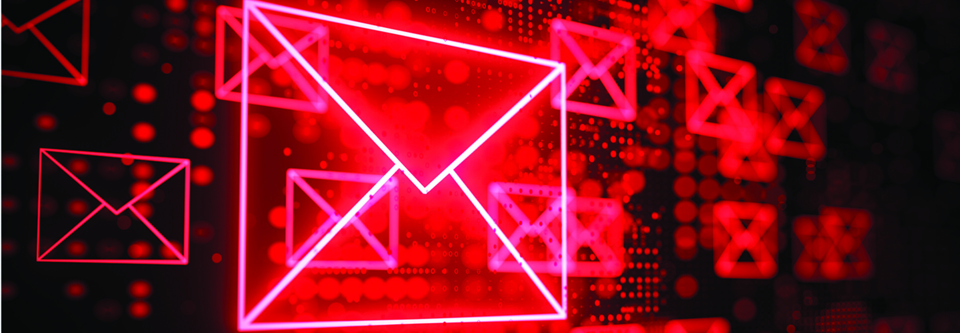 Neon email symbol in red