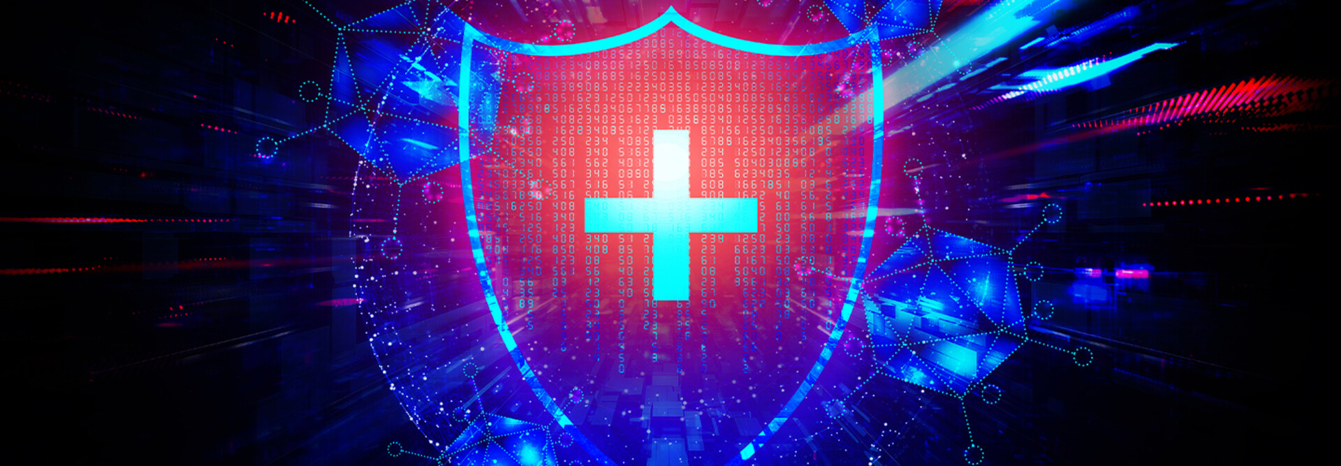 Shield with code in the background