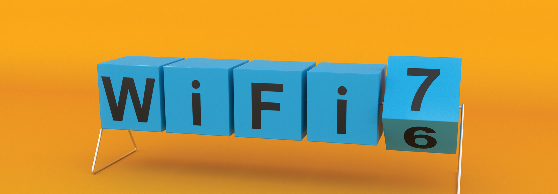Colorful boxes spelling out WiFi 7